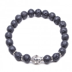 8mm Zinc Alloy Lava Stone Expandable Beaded Buddha Bracelet